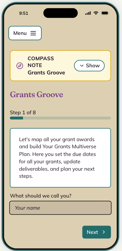 Grants Groove - Your Grants Multiverse Plan 1