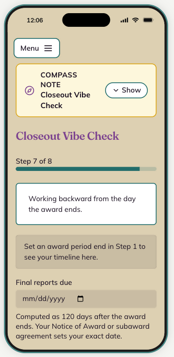 Closeout Vibe Chaeck - Grants Management BFF 3