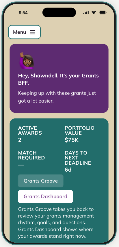Grants Management BFF - Home 1
